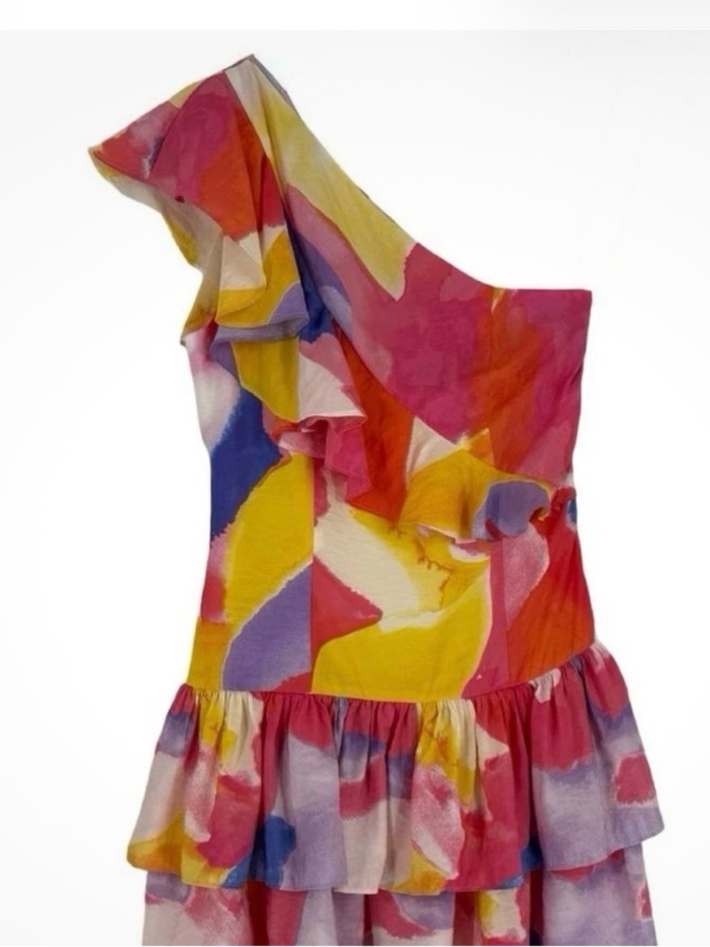 French Connection Red and White Abstract Scarf